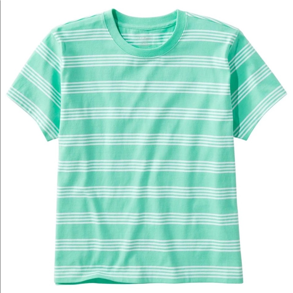 L.L Bean mint green striped tee